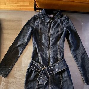 Denim Long Sleeve Dress with Belt